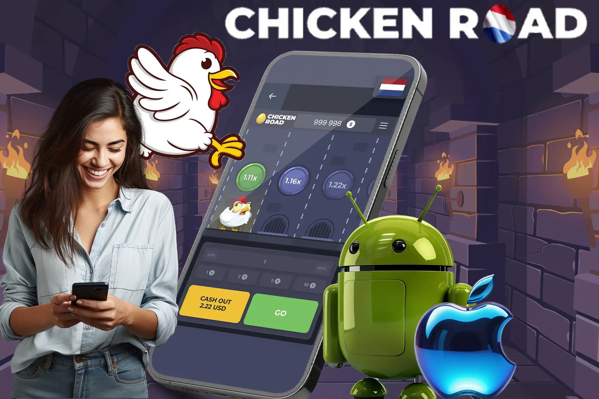 Speel Chicken Road vanaf je Android- of iOS-apparaat